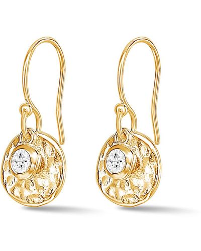 Dower & Hall Hammered Disc & White Sapphire Array Earrings In Vermeil - Metallic