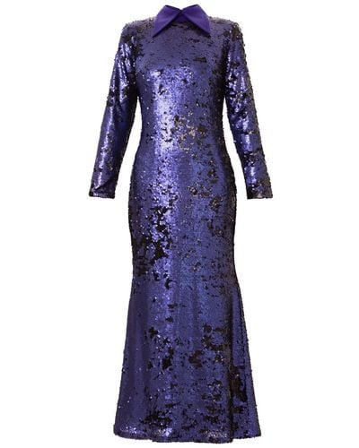 Julia Allert Sequin Column Maxi Dress - Blue
