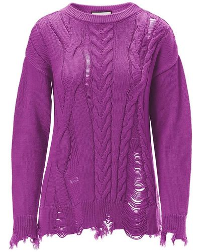 Nissa Wool Open Knit Sweater - Purple