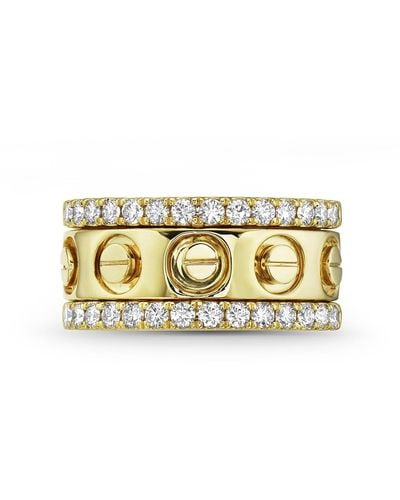 Artisan 18k Yellow Gold & Natural Diamond In Vintage Cartier Mini Love Band Ring - Metallic
