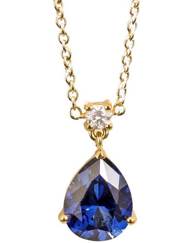Juvetti Ori Medium Pendant Necklace In Blue Sapphire & Diamond Set In Gold