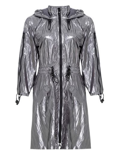 Balletto Athleisure Couture Metallized Mesh Screen Trench Coat & Dress Lrafite - Grey