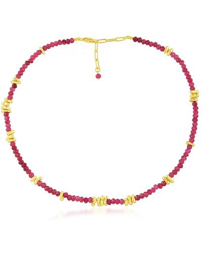 Arvino Pink Tourmaline Beaded Necklace - Red