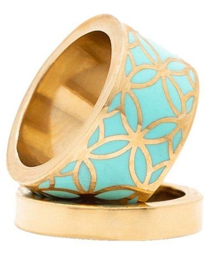 Georgina Jewelry Signature Turquoise Resin Band Ring - Metallic