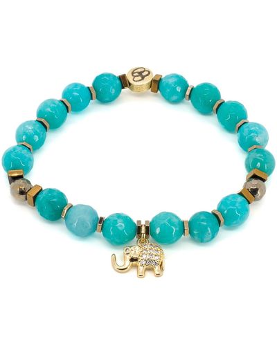 Ebru Jewelry Amazonite Lucky Elephant Beaded Bracelet - Blue