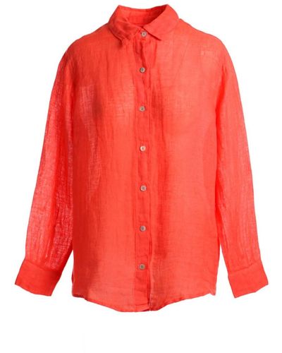 Haris Cotton Linen Gauze Shirt - Red