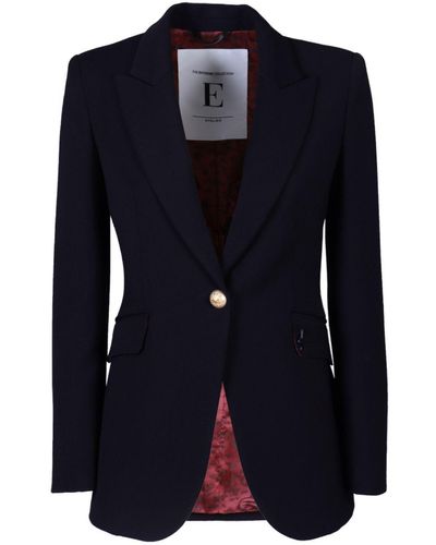 The Extreme Collection Single Breasted Premium Crepe Navy Blazer Paris - Blue