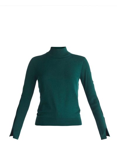 Paisie Knitted Cut Out Sleeve Top In Dark - Green