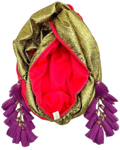 Julia Clancey Miss Snazzy Flamingo Chacha Reversible Turban - Red