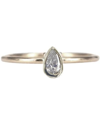 Lily Flo Jewellery Cassiopeia Pear Diamond Solitaire Ring - White