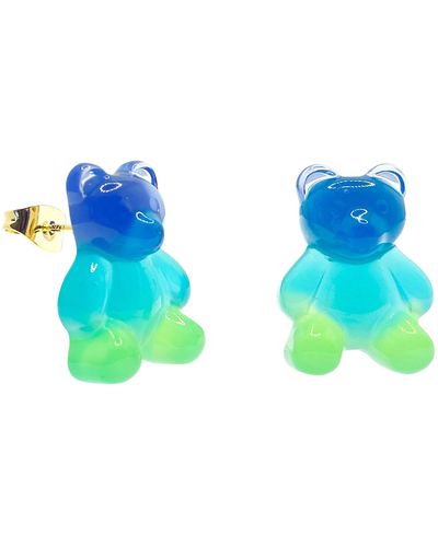 Ninemoo Jelly Bear Ear Stud Earrings - Blue