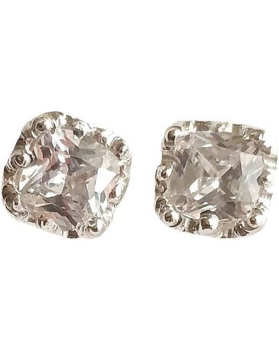 Lily Flo Jewellery Nova Cushion Cut Diamond Stud Earrings - White