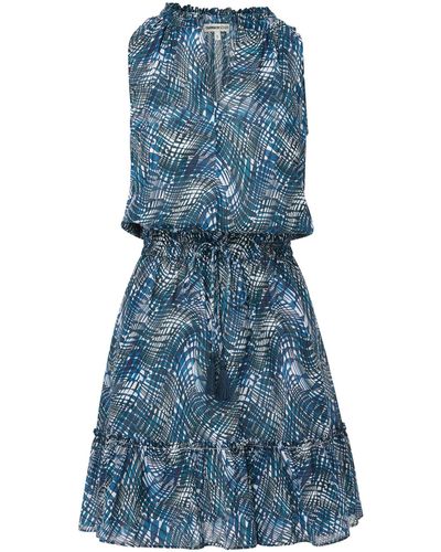 Change of Scenery Beth Dress Abstract Wave - Blue