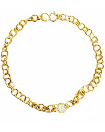 Lily Flo Jewellery Starlight Solitaire Diamond Station Chain Bracelet - Metallic
