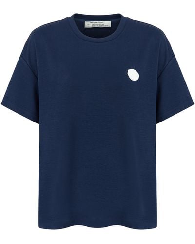 Nocturne Logo Designed Basic T-shirt-navy - Blue