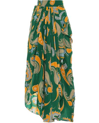 Style Junkiie Paisley Draped Skirt - Green