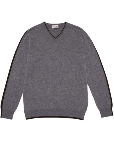 Loop Cashmere V Neck Sweater In Derby - Gray