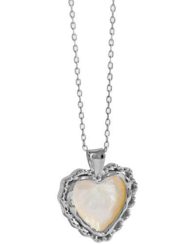 Bermuda Watch Company Annie Apple Eloise Sterling Silver Pearl Heart Pendant Necklace - Metallic