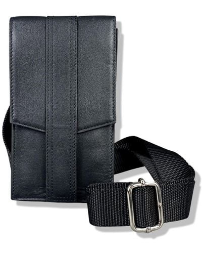 LeatherCo. Leather Mini Cross Body Phone Bag - Gray