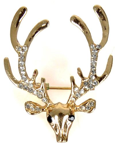 DAVID WEJ Deer Head Brooch - Metallic