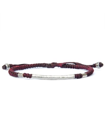 Harbour UK Bracelets Wine Rounded Viking Style Bracelet. Hamme Silver With Knots - Red