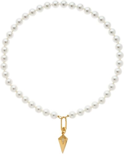 Emma Holland Jewellery Gold Art Deco Charm Pearl Necklace - Metallic
