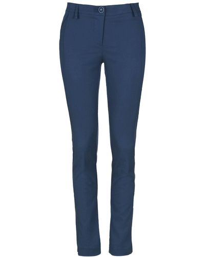 Conquista Navy Fitted Full Length Pants - Blue