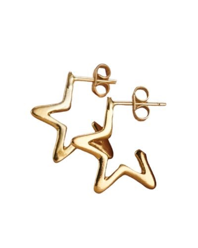 Posh Totty Designs Gold Plated Open Star Hoop Earrings - Metallic