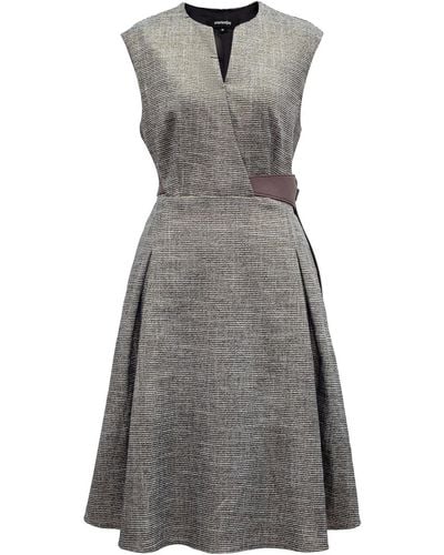 Smart and Joy Trapeze Dress With Cross -effect - Gray