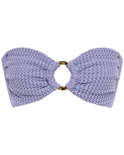 Montce Lavender Crochet Tori Ties Bandeau Bikini Top - Blue