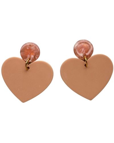 CLOSET REHAB Heart Earrings In Peach Fuzz - Brown
