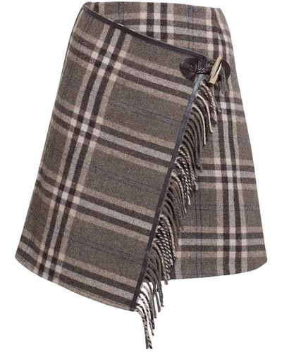 Rumour London Isla Checked Wool Blend Mini Skirt - Brown
