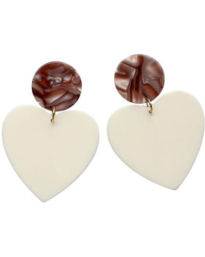 CLOSET REHAB Neutrals / Xl Heart Earrings In Bare My Love - Brown