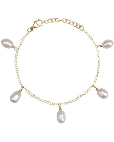 Kiri & Belle Annalise Pearl Drop Charm Filled Bracelet - Metallic