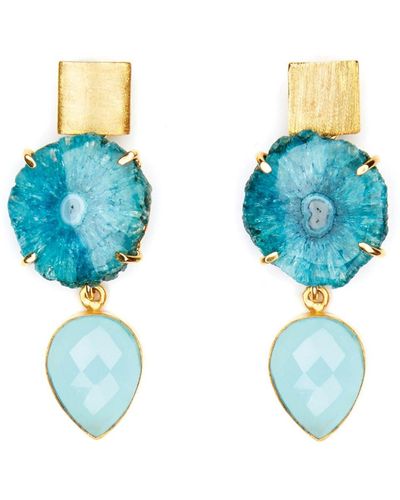Magpie Rose Double Cocktail Earrings - Blue