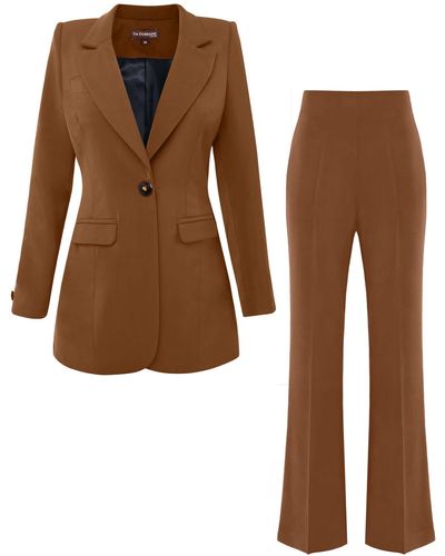 Tia Dorraine Warm Wishes Classic Timeless Power Suit - Brown