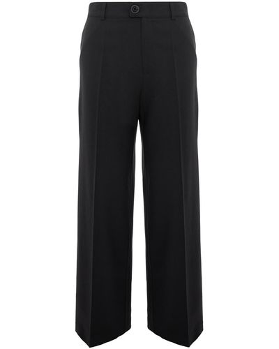 Framboise Amalfi Long Wool Trousers - Black