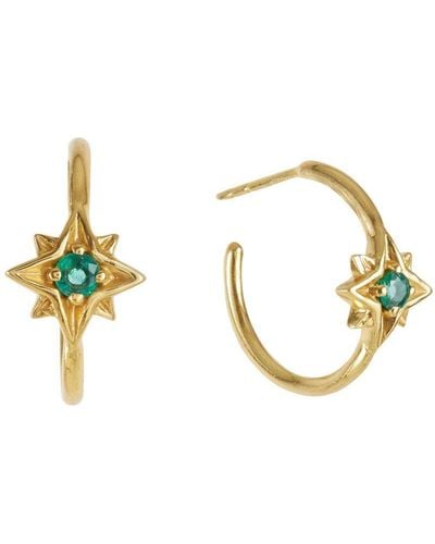 Charlotte's Web Jewellery Guiding North Star Vermeil Hoop Earrings - Metallic
