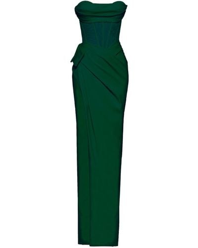 Angelika Jozefczyk Palermo Corset High Slit Gown Emerald - Green