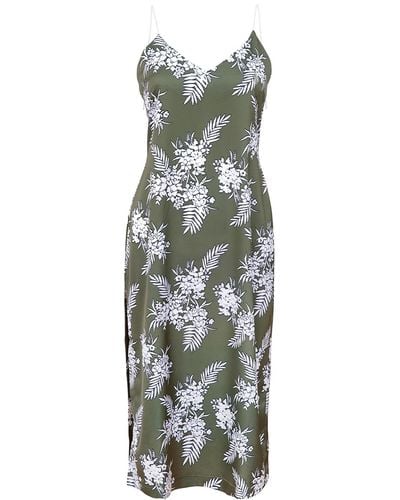 blonde gone rogue Floral Backless Midi Slip Dress, Upcycled Polyester, In Print - Green