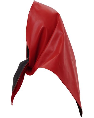 Julia Allert Faux Leather Shawl Scarf - Red