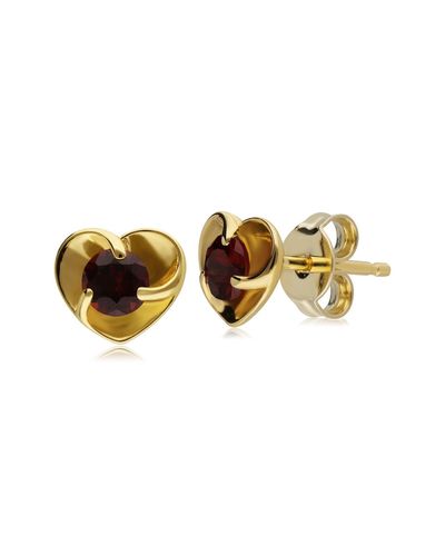 Gemondo Garnet Heart Gold-plated Sterling Silver Stud Earrings - Red