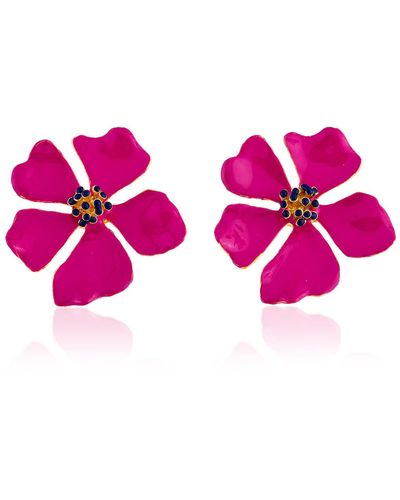 Milou Jewelry Raspberry Pink Wild Rose Flower Earrings