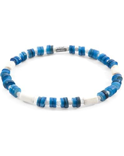 Anchor and Crew Maisie Silver & Freshwater Shell Skinny Bracelet - Blue