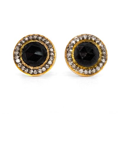 Ebru Jewelry Black Rose Cut Diamonds Solid Gold Fine Stud Earrings
