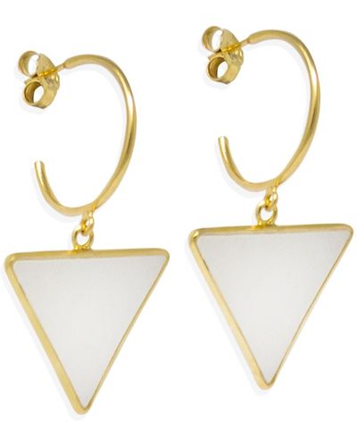 Vintouch Italy Have The Power Gold-plated Hoop Earrings - White