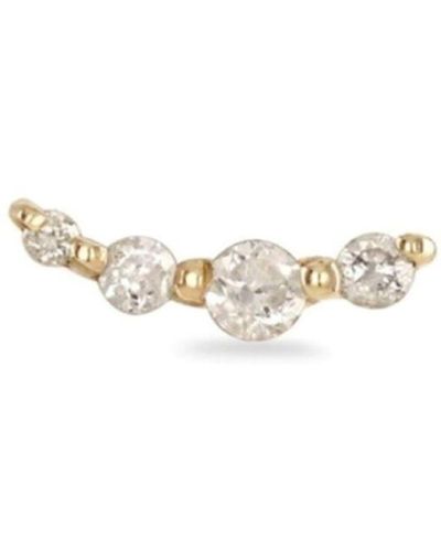 Zohreh V. Jewellery / Neutrals Graduated Diamond Curve Flat Back Earring 14k - White
