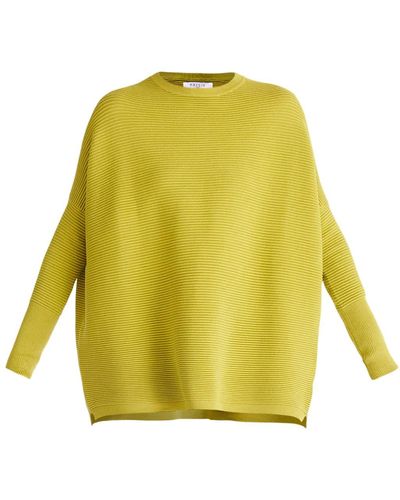 Paisie Ribbed Jumper In Lime - Yellow