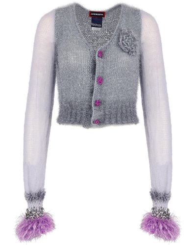 Andreeva Gray Handmade Knit Cardigan