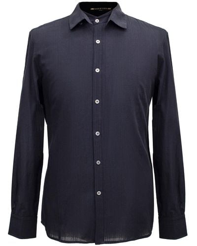 Smart and Joy Long-sleeved Shirt With Double And Removable Collar - Blue